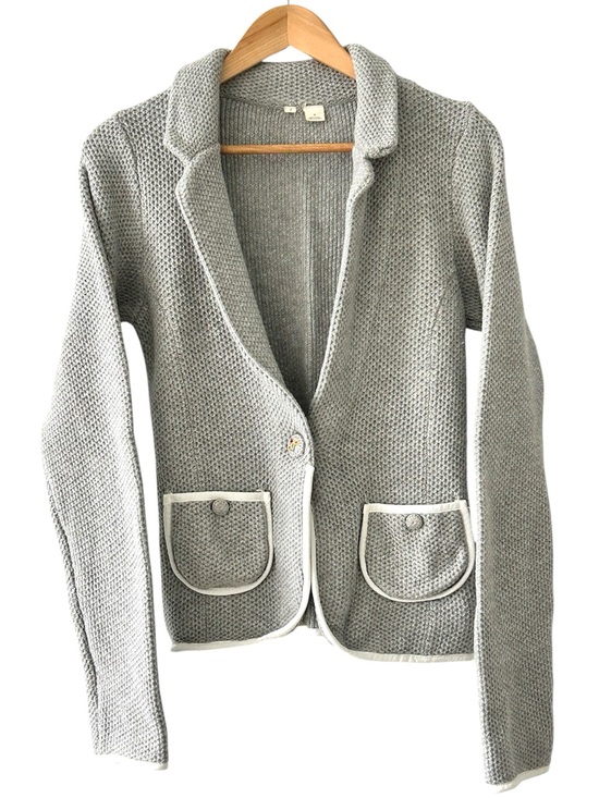 Anthropologie Sweaters - Anthropologie Moth Grey Cotton Blend Cardigan With Embroidered Button Size M